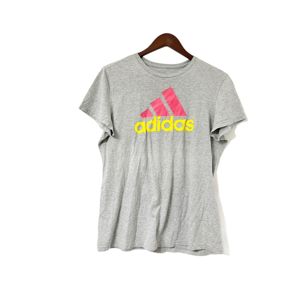 Adidas Pink & Yellow Logo Tee - Women’s XL